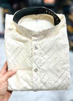 Banglori Silk White Festival Wear Embroidery Work Readymade Kurta Pyjama